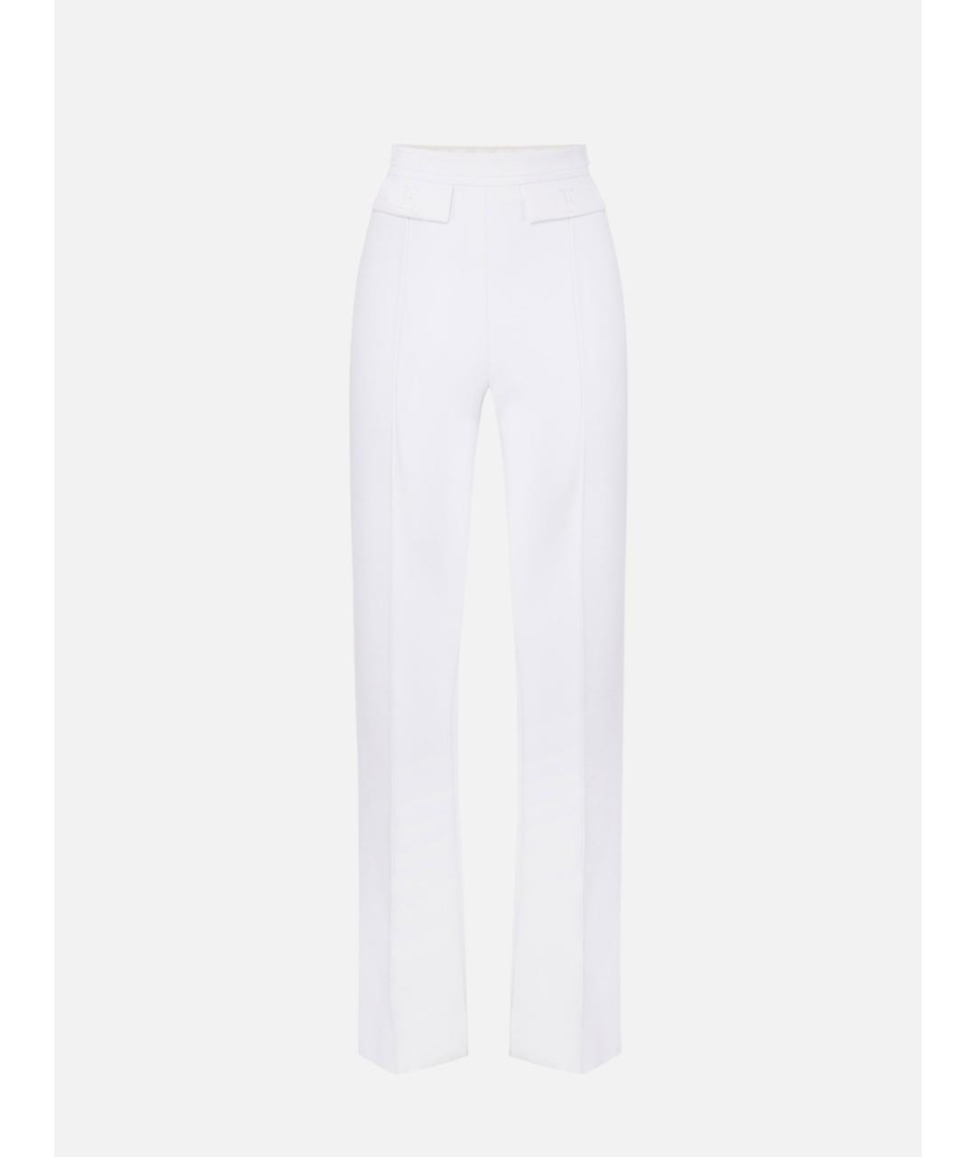 ELISABETTA FRANCHI Белые полиэстеровые прямые брюки, фото 6