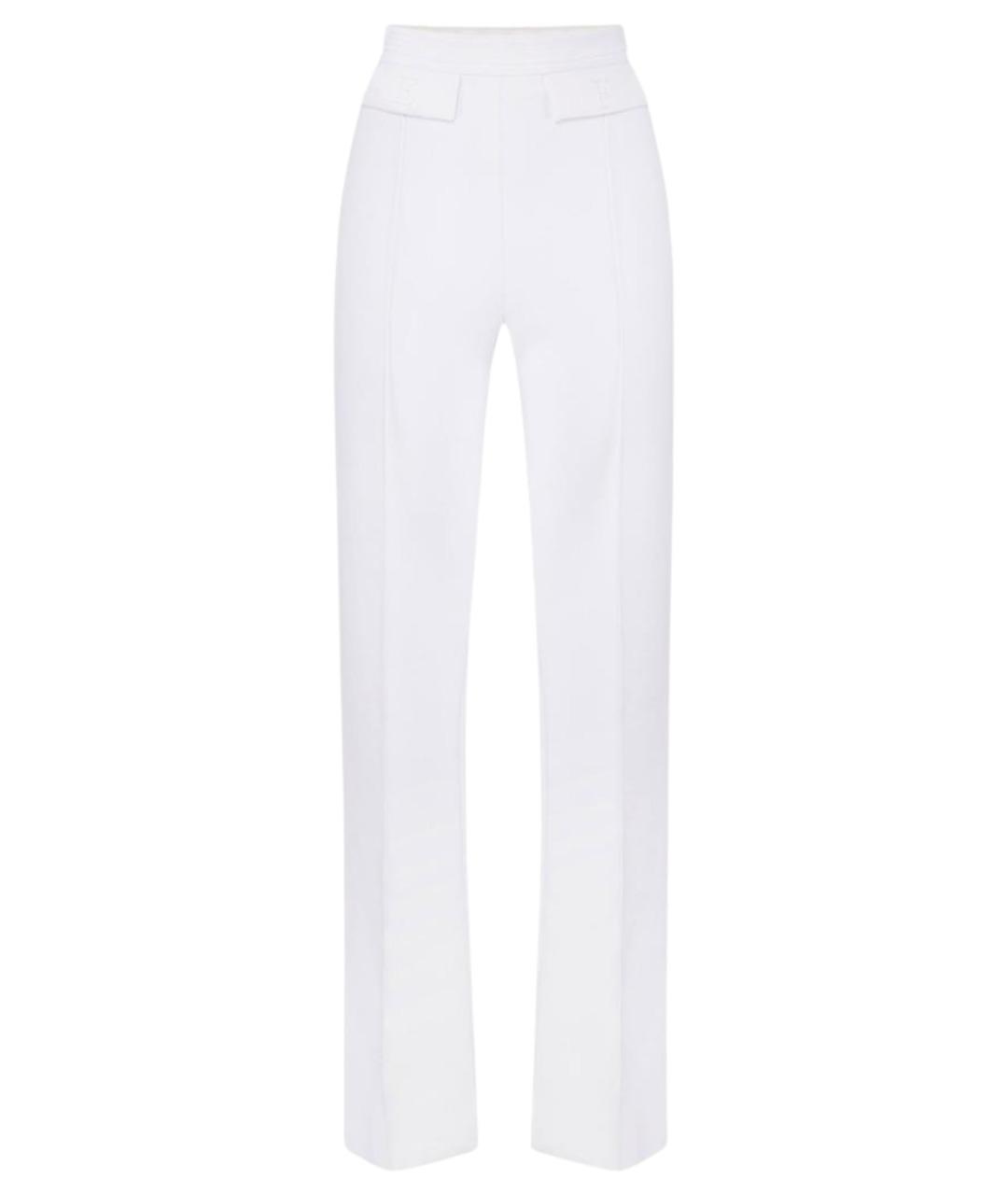 ELISABETTA FRANCHI Белые полиэстеровые прямые брюки, фото 1