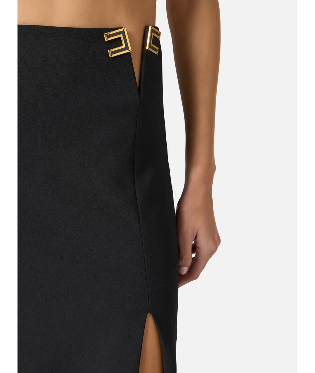 ELISABETTA FRANCHI Черная полиэстеровая юбка миди, фото 5