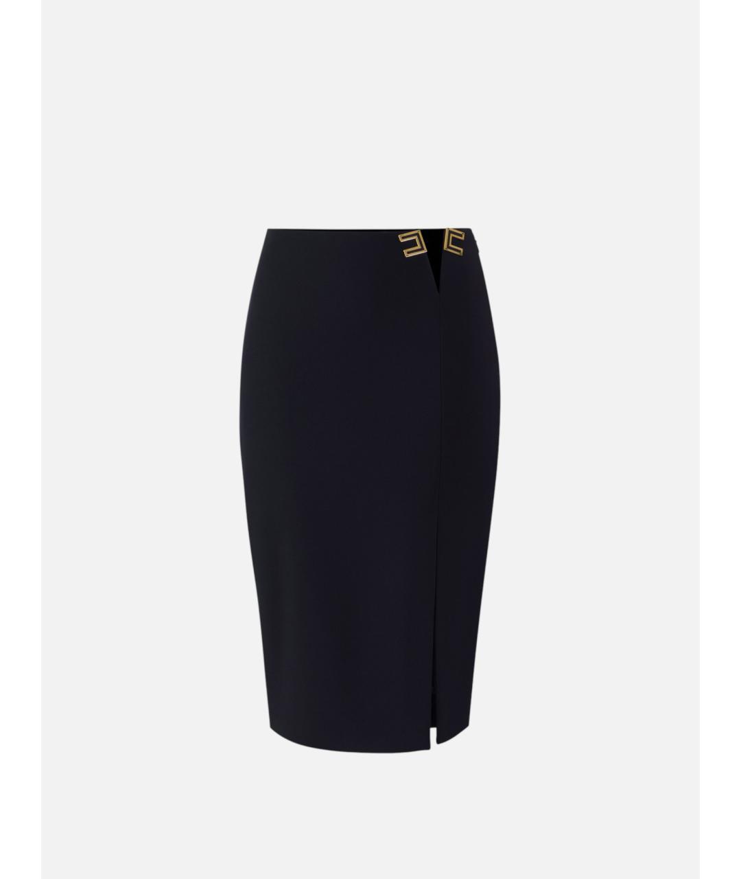 ELISABETTA FRANCHI Черная полиэстеровая юбка миди, фото 7