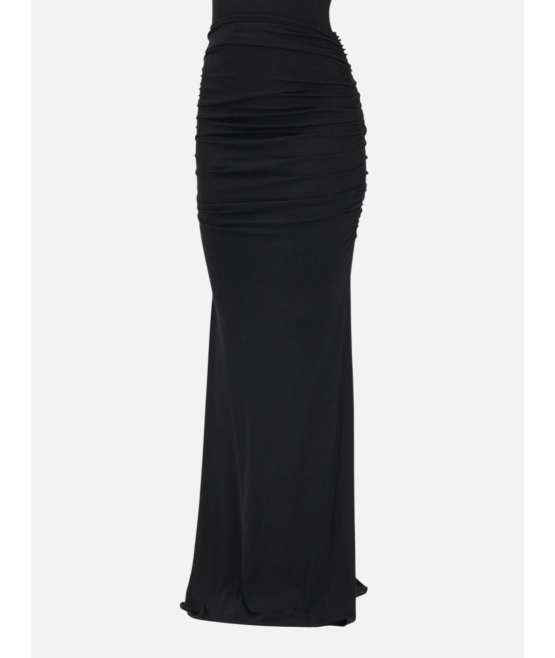 ELISABETTA FRANCHI Черная вискозная юбка макси, фото 5