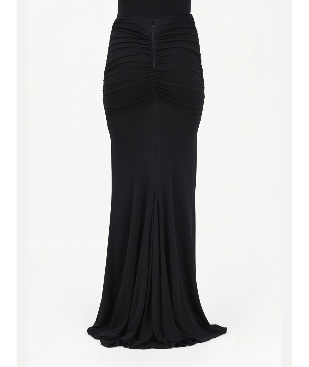 ELISABETTA FRANCHI Черная вискозная юбка макси, фото 3