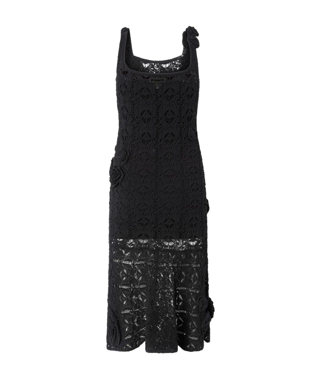 PINKO Черное хлопковое повседневное платье, фото 2