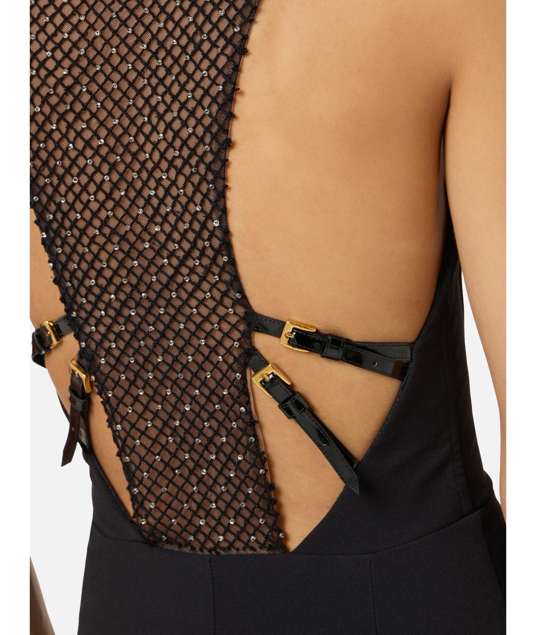 ELISABETTA FRANCHI Черное полиэстеровое коктейльное платье, фото 5