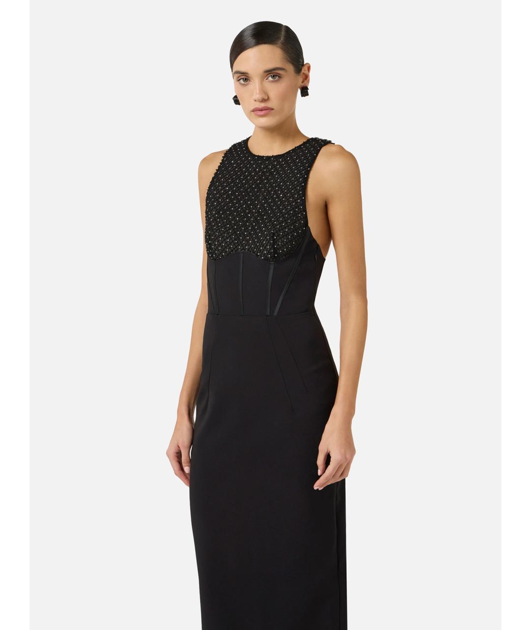 ELISABETTA FRANCHI Черное полиэстеровое коктейльное платье, фото 3