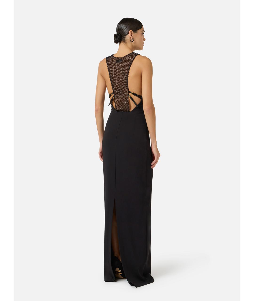 ELISABETTA FRANCHI Черное полиэстеровое коктейльное платье, фото 4