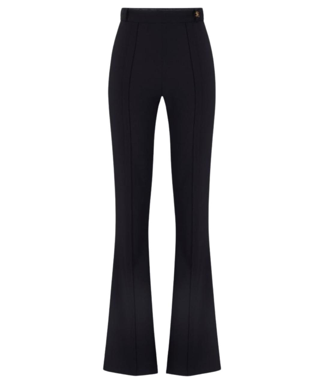 ELISABETTA FRANCHI Черные полиэстеровые прямые брюки, фото 1