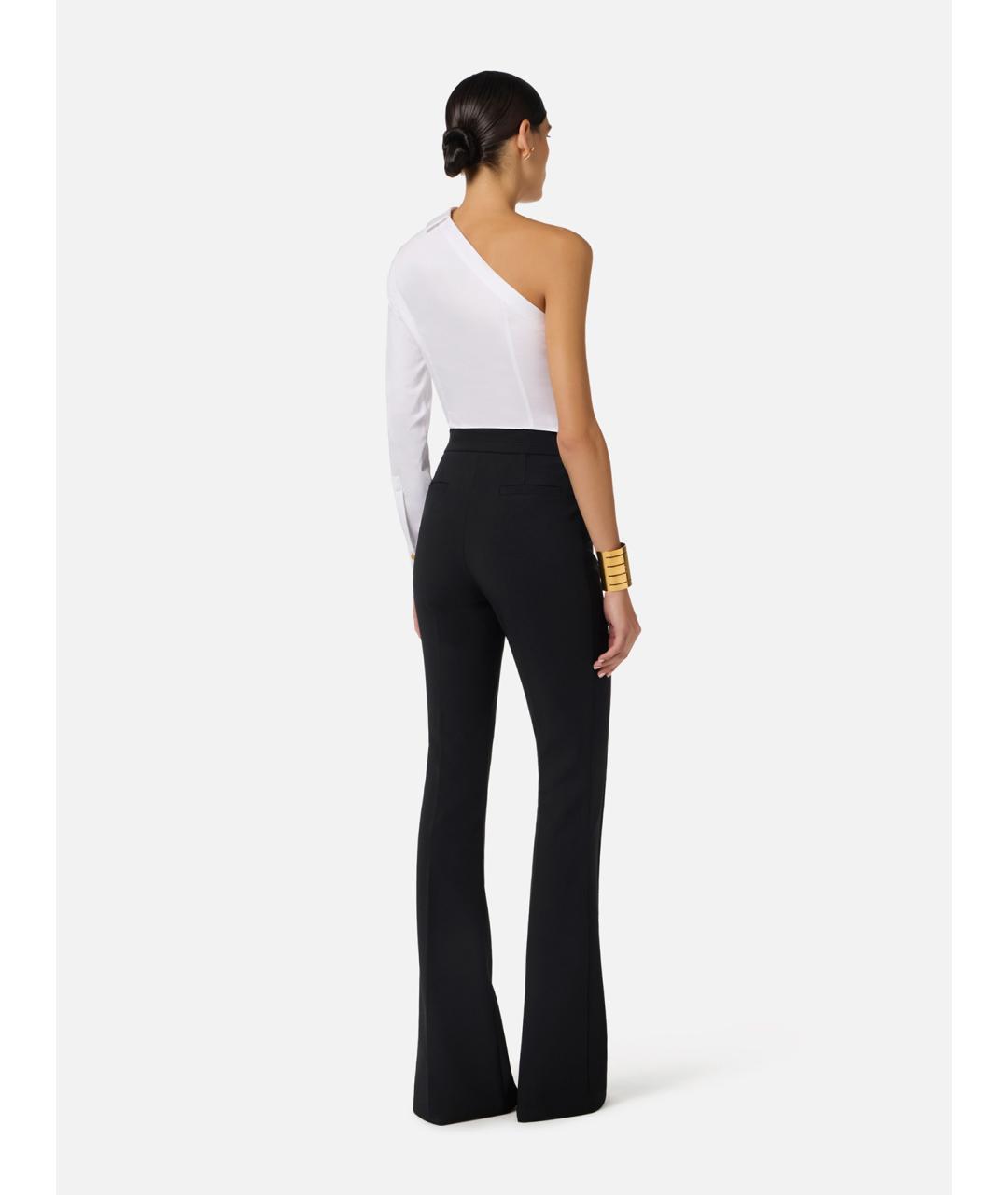 ELISABETTA FRANCHI Черные полиэстеровые прямые брюки, фото 3