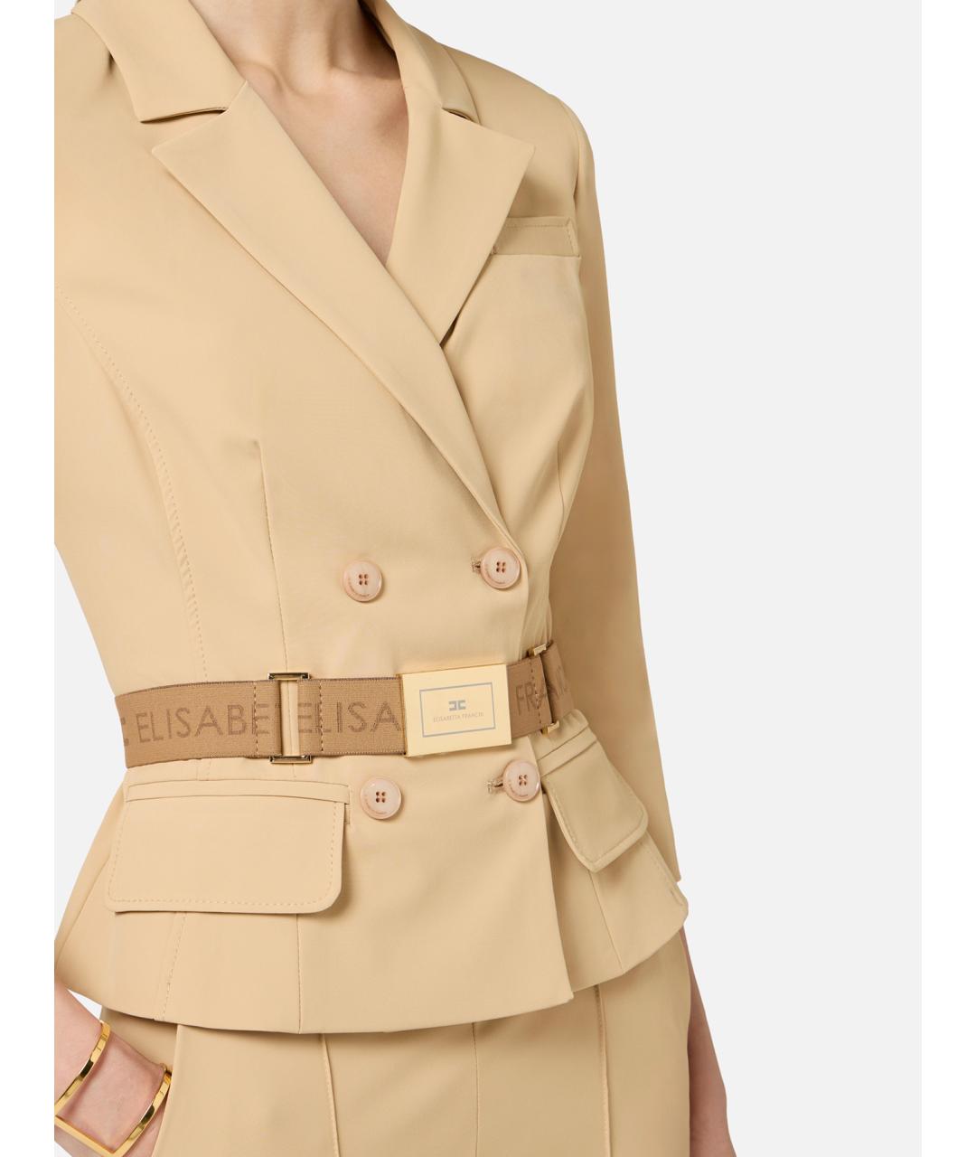ELISABETTA FRANCHI Бежевая куртка, фото 5