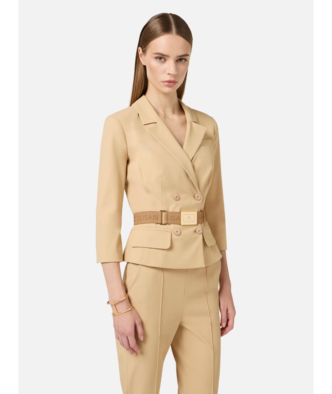 ELISABETTA FRANCHI Бежевая куртка, фото 3