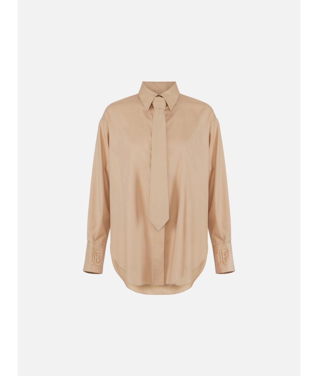 ELISABETTA FRANCHI Бежевая хлопковая рубашка, фото 6