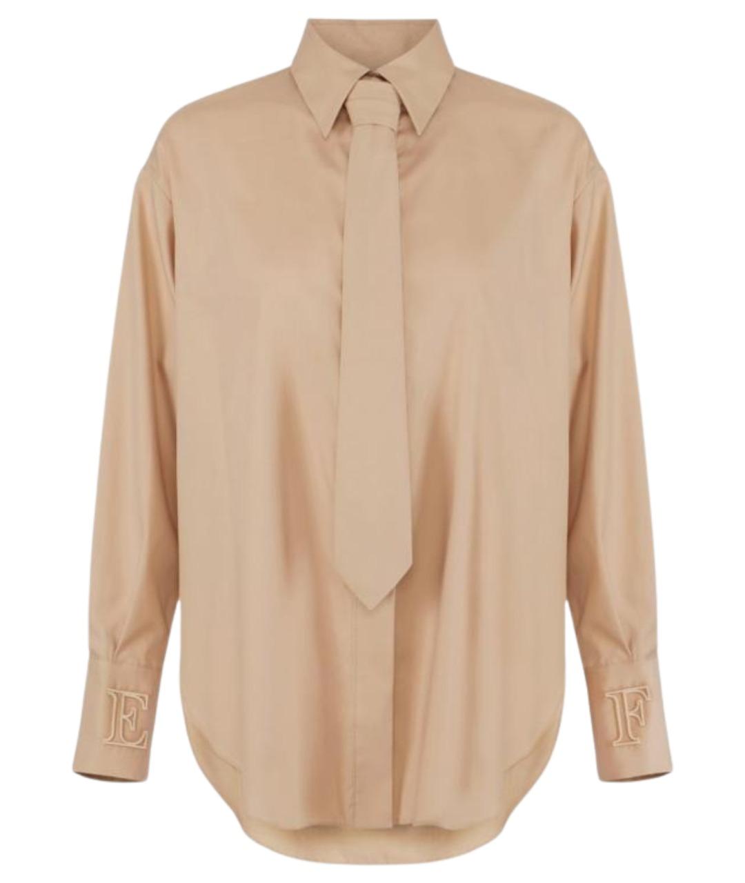 ELISABETTA FRANCHI Бежевая хлопковая рубашка, фото 1