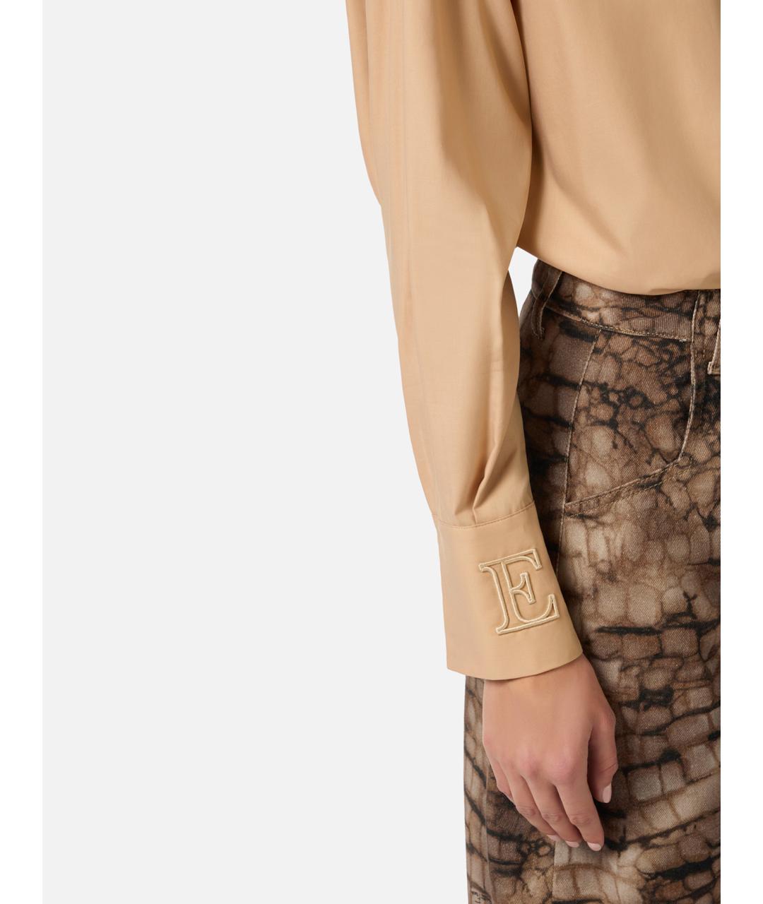 ELISABETTA FRANCHI Бежевая хлопковая рубашка, фото 5