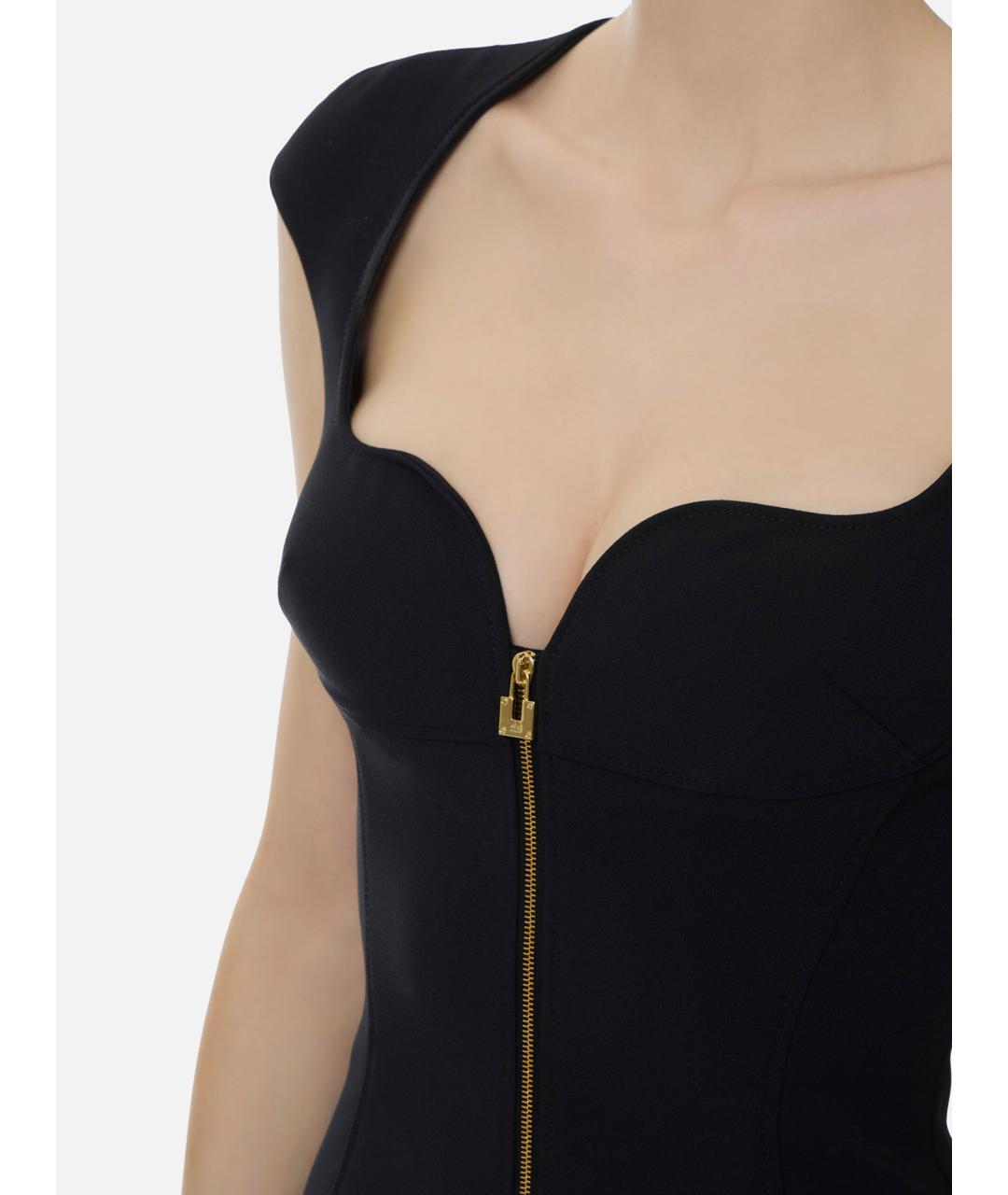 ELISABETTA FRANCHI Черное полиэстеровое коктейльное платье, фото 3