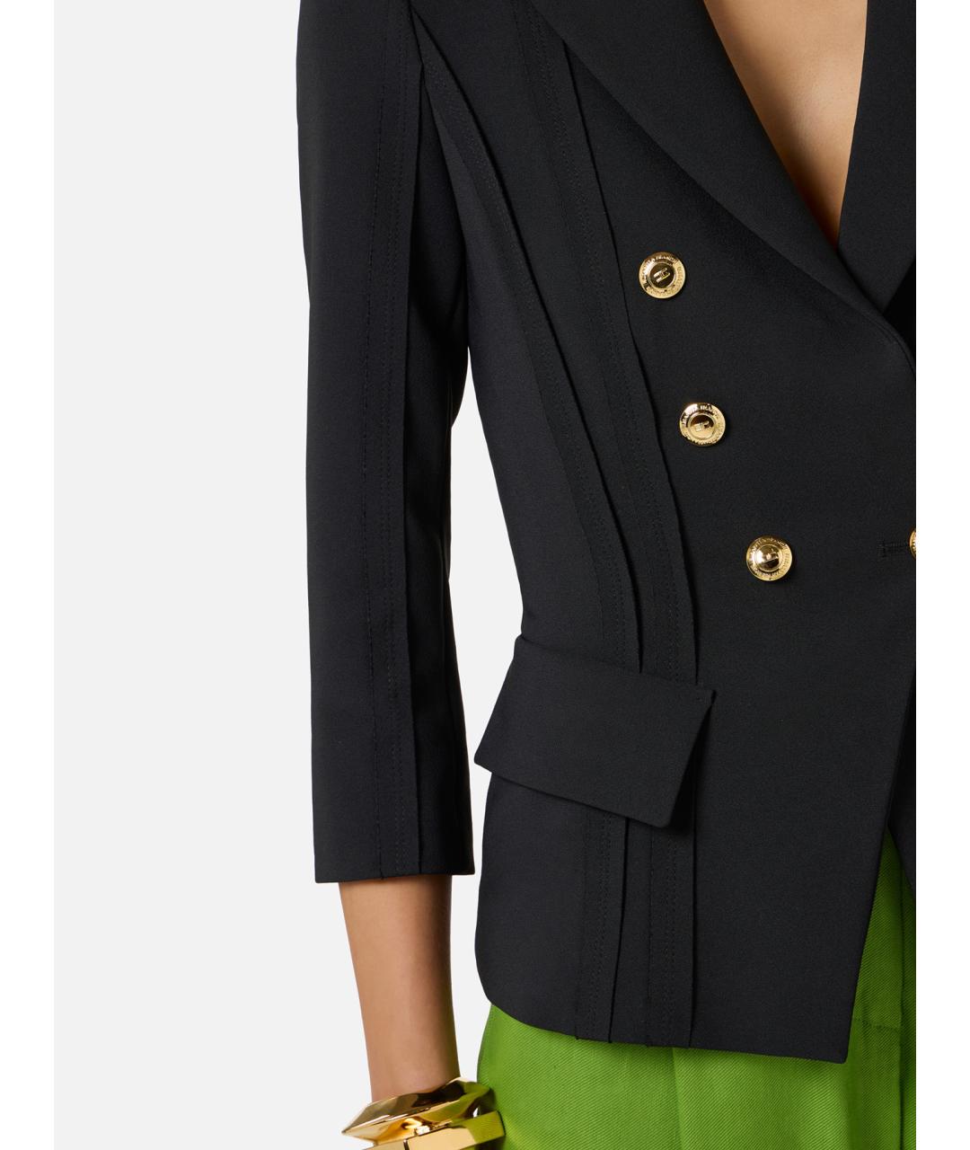 ELISABETTA FRANCHI Черный полиэстеровый жакет/пиджак, фото 5