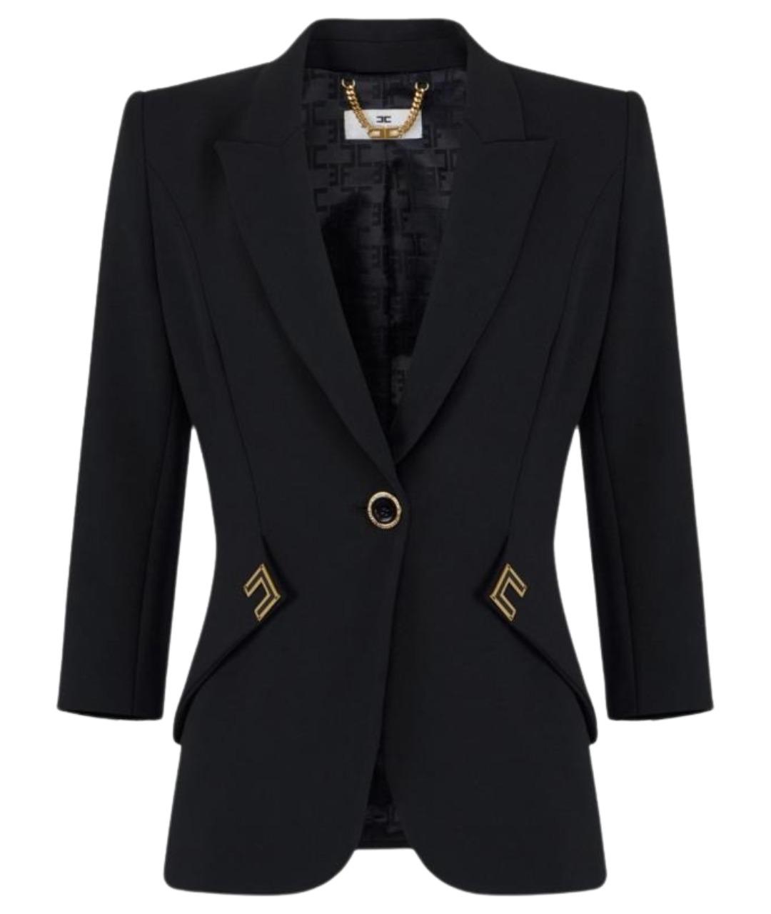 ELISABETTA FRANCHI Черный полиэстеровый жакет/пиджак, фото 1