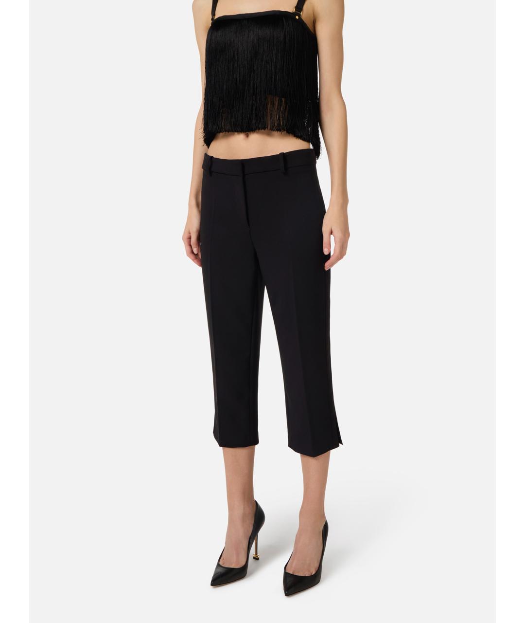 ELISABETTA FRANCHI Черные полиэстеровые бриджи, фото 3