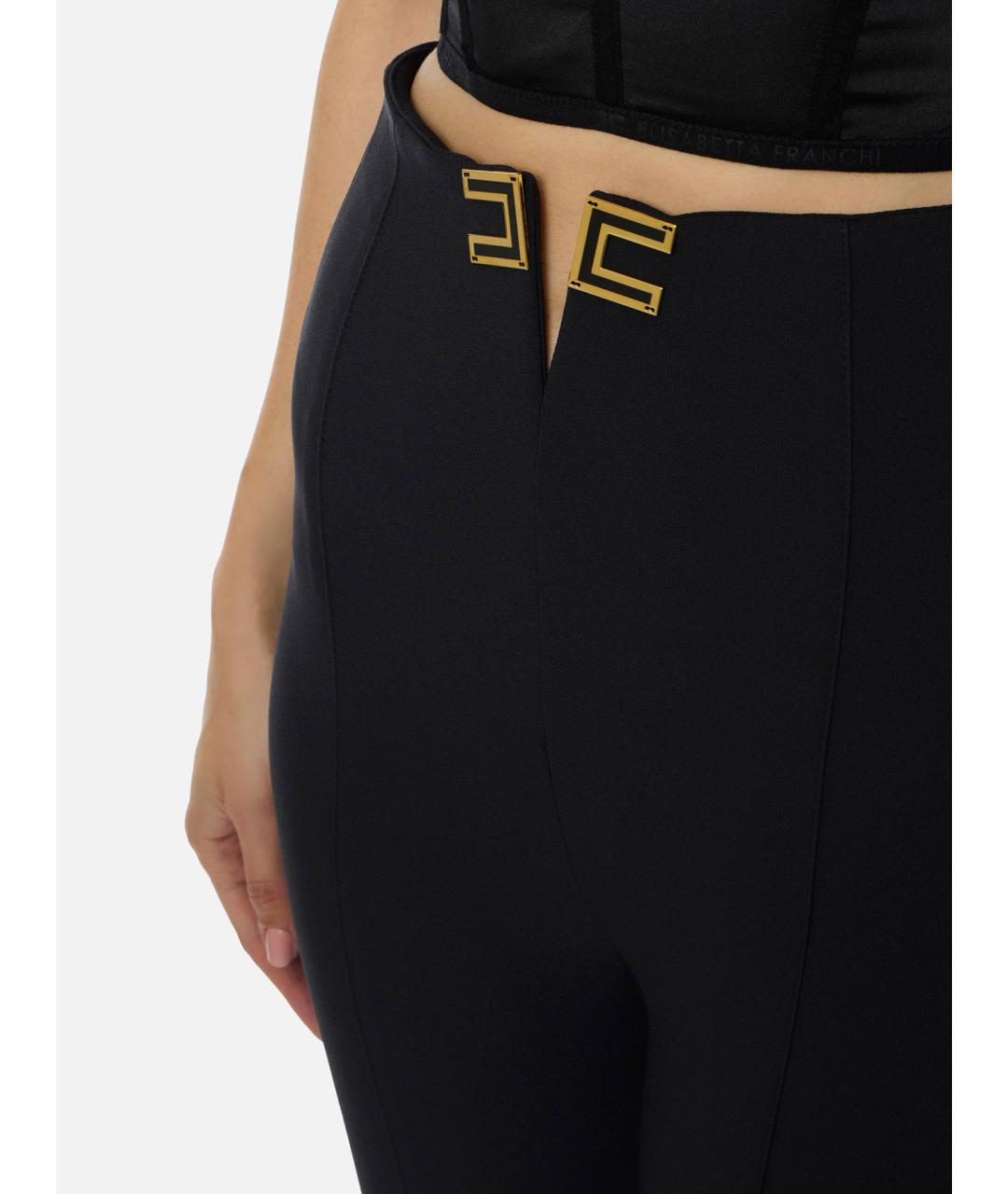 ELISABETTA FRANCHI Черные полиэстеровые брюки узкие, фото 3