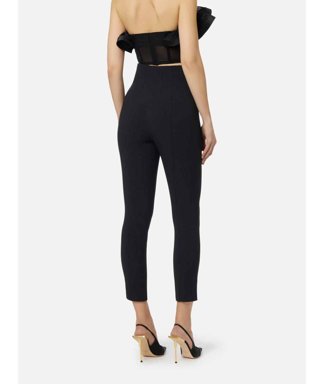 ELISABETTA FRANCHI Черные полиэстеровые брюки узкие, фото 4