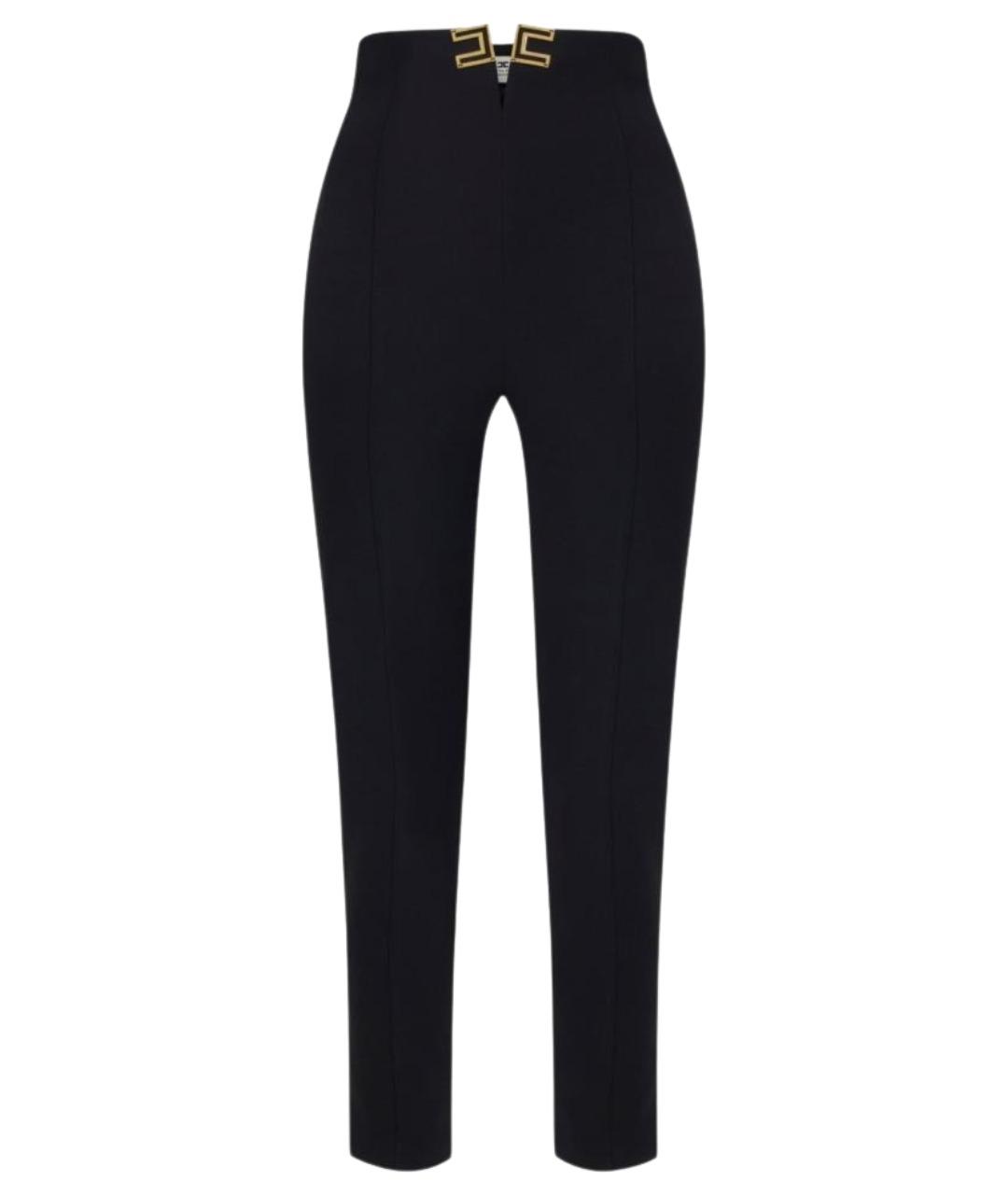 ELISABETTA FRANCHI Черные полиэстеровые брюки узкие, фото 1