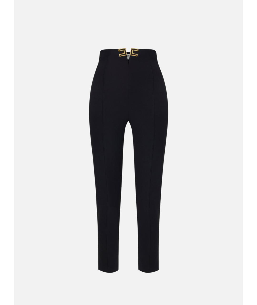 ELISABETTA FRANCHI Черные полиэстеровые брюки узкие, фото 5