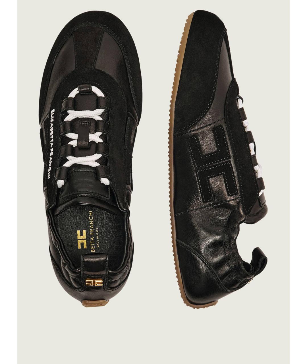 ELISABETTA FRANCHI Черные кожаные кроссовки, фото 4