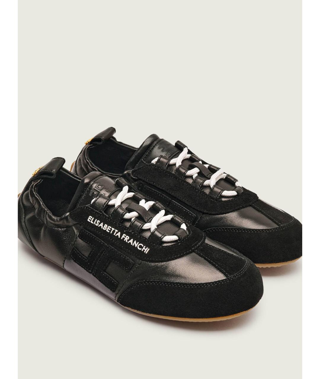 ELISABETTA FRANCHI Черные кожаные кроссовки, фото 3