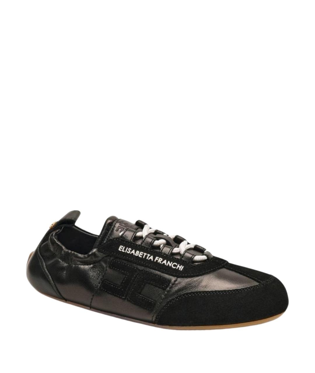 ELISABETTA FRANCHI Черные кожаные кроссовки, фото 1