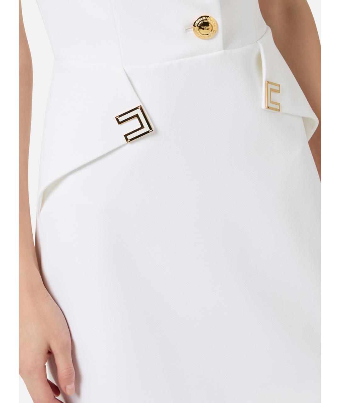 ELISABETTA FRANCHI Белое полиэстеровое коктейльное платье, фото 5