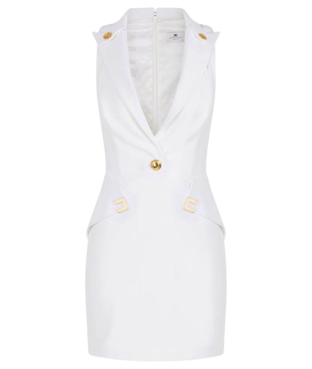 ELISABETTA FRANCHI Белое полиэстеровое коктейльное платье, фото 1