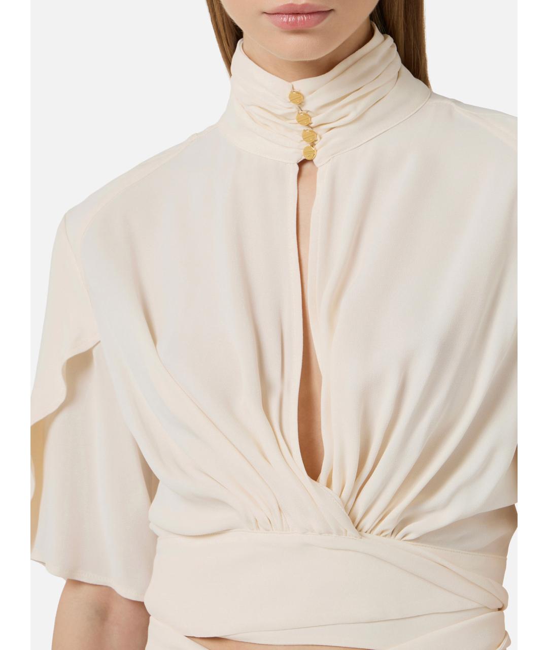 ELISABETTA FRANCHI Бежевая вискозная блузы, фото 5