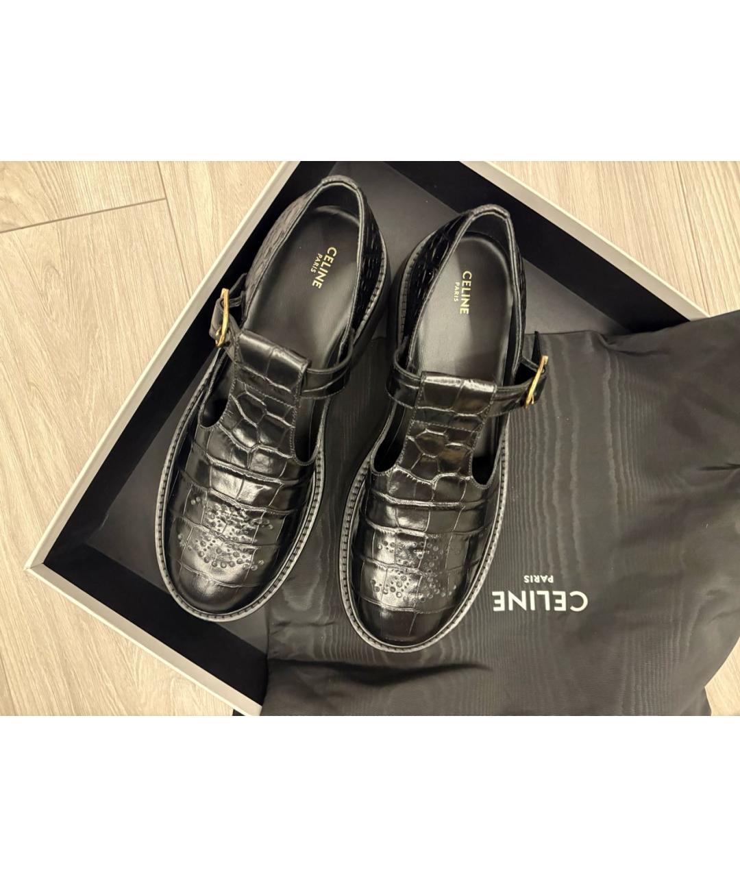 CELINE Черные кожаные лоферы, фото 2