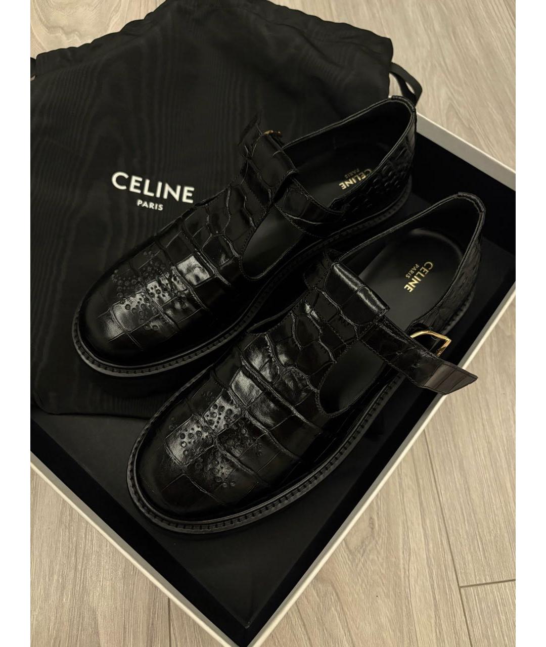 CELINE Черные кожаные лоферы, фото 3