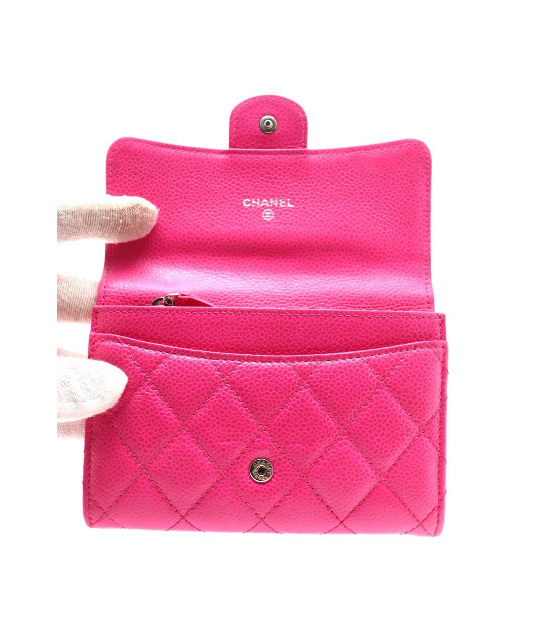 CHANEL Фуксия кожаный кошелек, фото 4