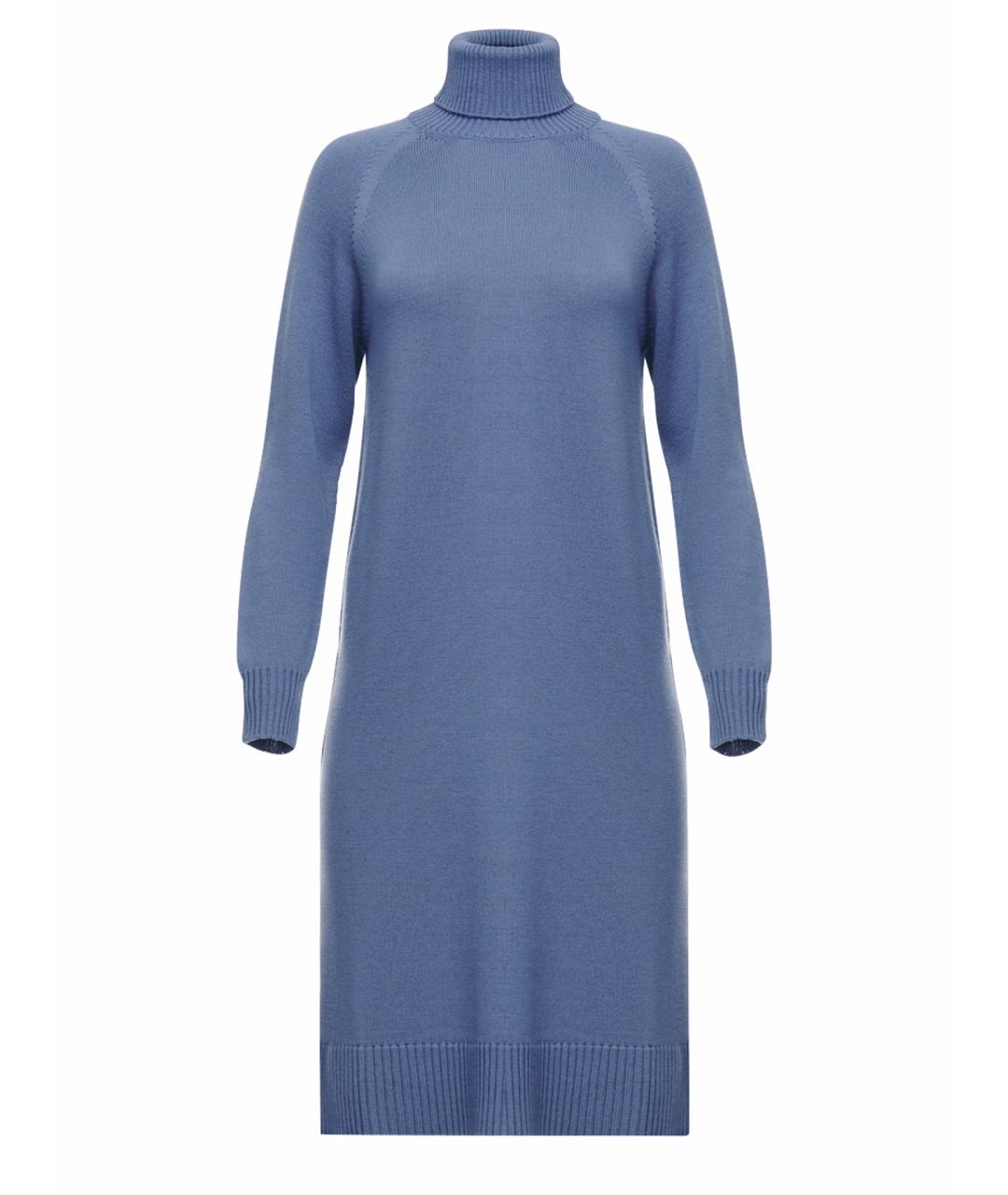 MAX MARA Голубое шерстяное повседневное платье, фото 1