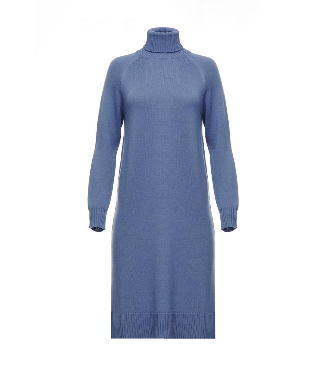 MAX MARA Голубое шерстяное повседневное платье, фото 4