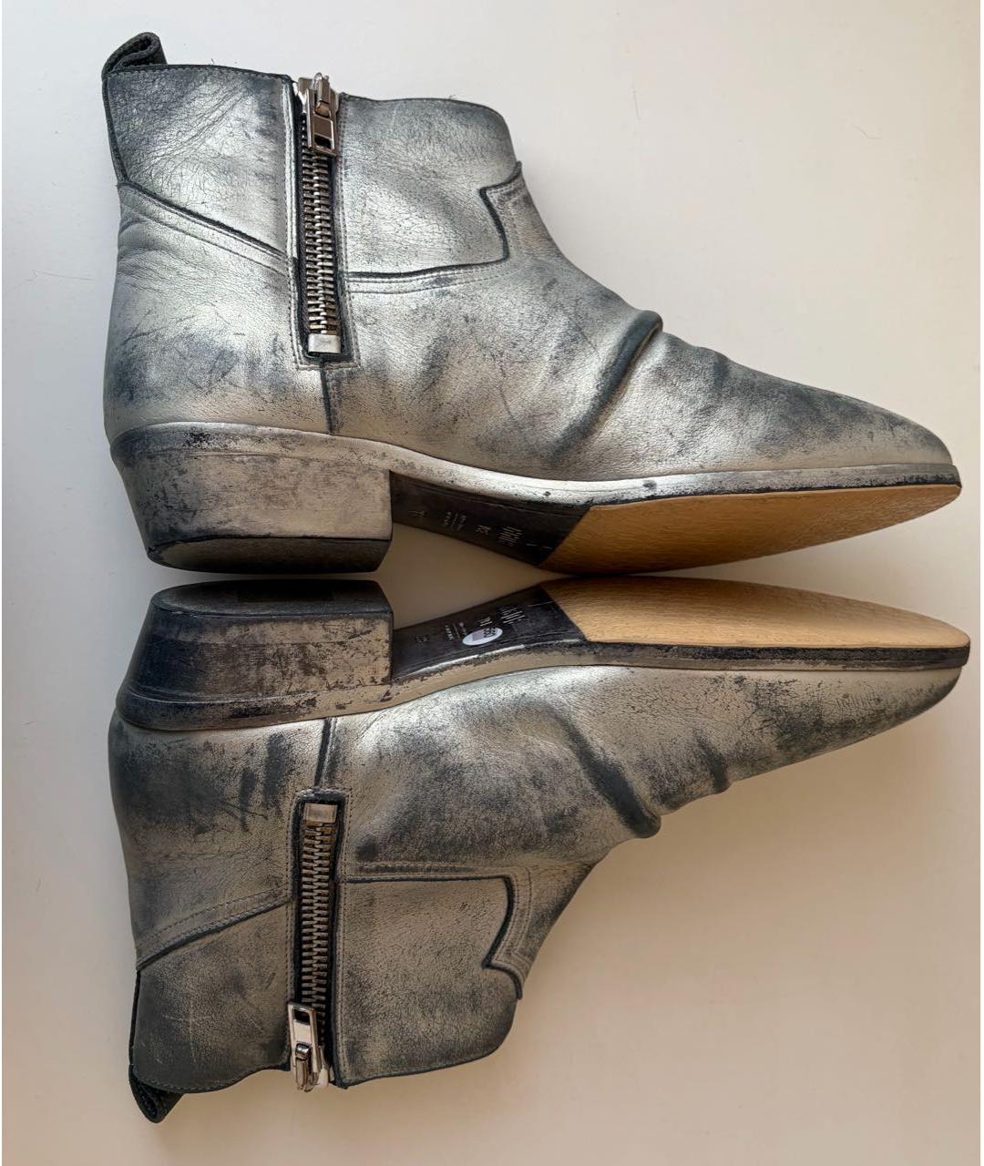 GOLDEN GOOSE DELUXE BRAND Серебряные кожаные ботильоны, фото 4