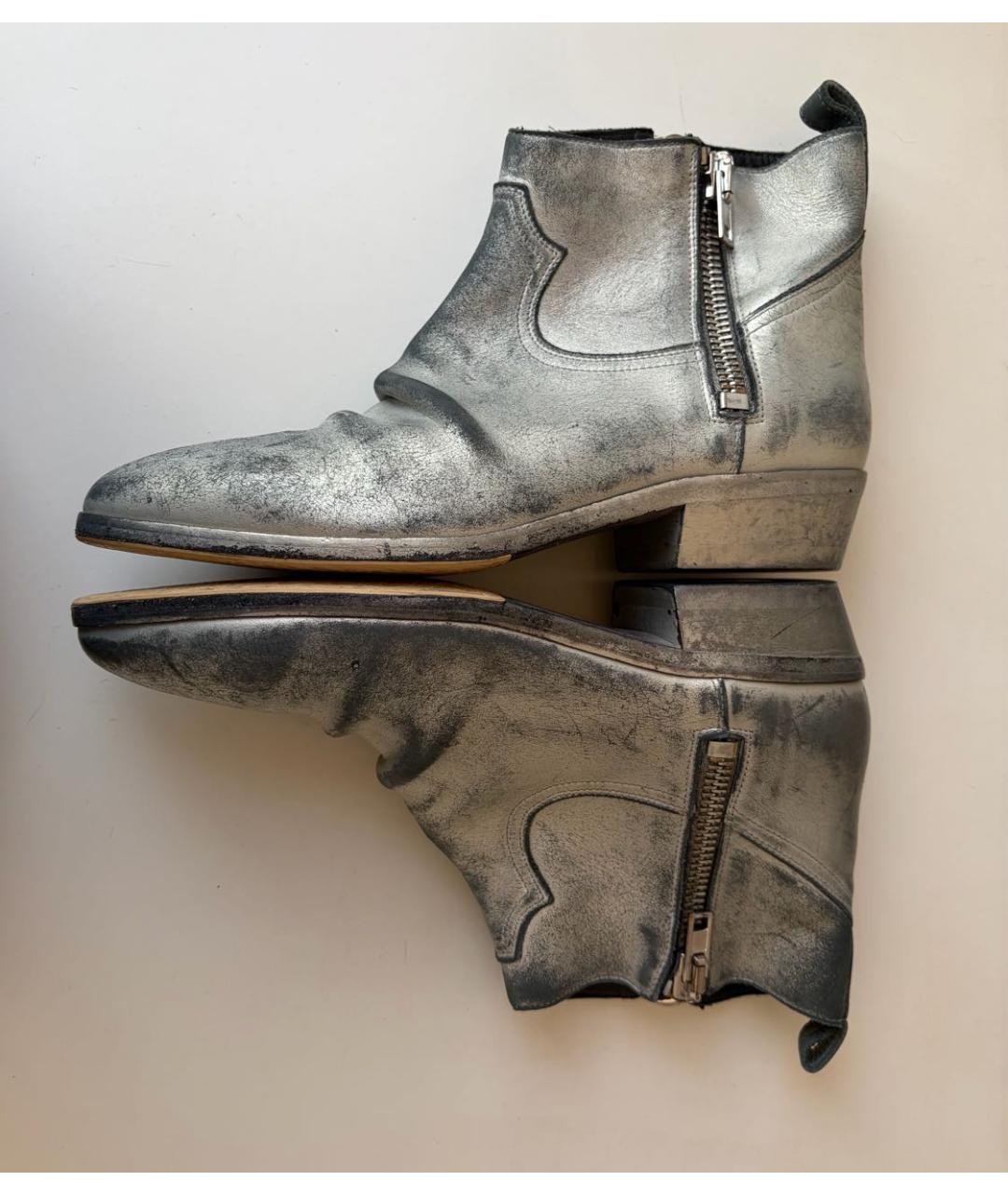 GOLDEN GOOSE DELUXE BRAND Серебряные кожаные ботильоны, фото 5