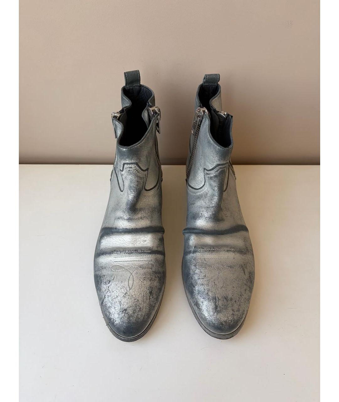 GOLDEN GOOSE DELUXE BRAND Серебряные кожаные ботильоны, фото 3