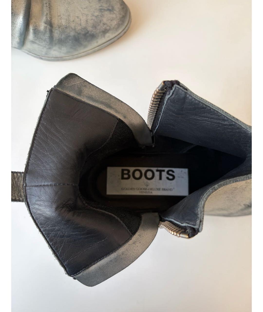 GOLDEN GOOSE DELUXE BRAND Серебряные кожаные ботильоны, фото 8