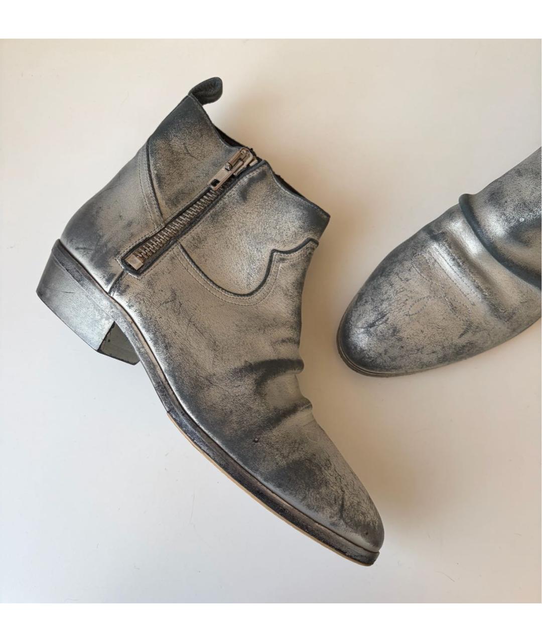 GOLDEN GOOSE DELUXE BRAND Серебряные кожаные ботильоны, фото 2