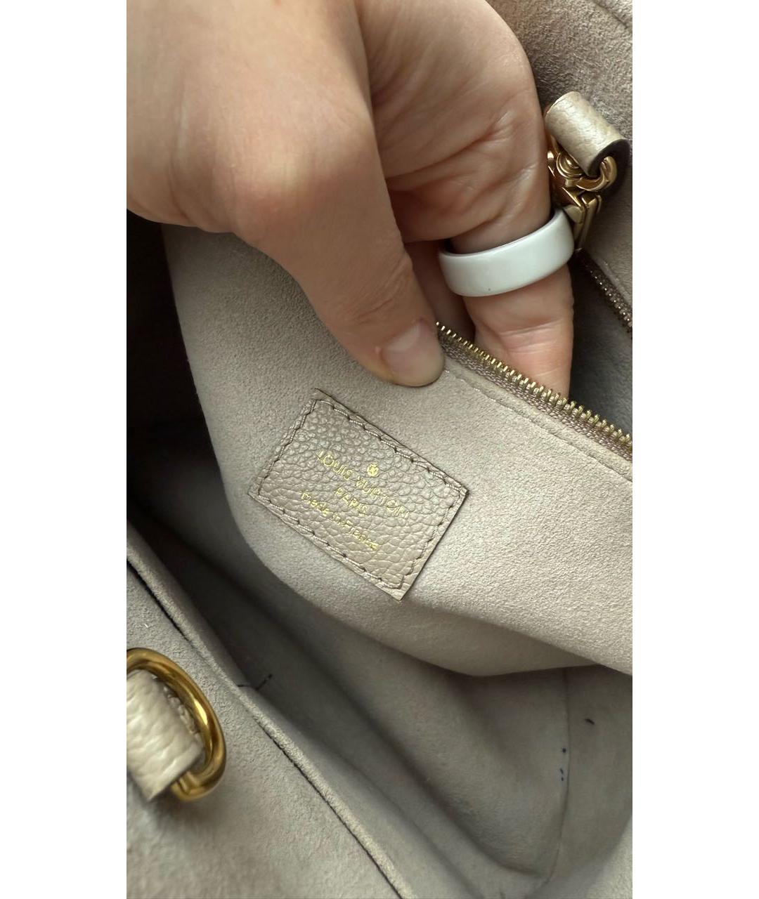 LOUIS VUITTON Бежевая кожаная сумка тоут, фото 8