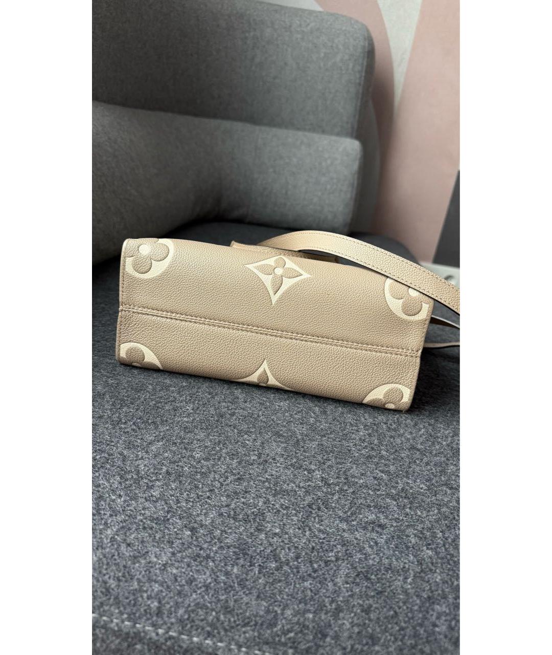 LOUIS VUITTON Бежевая кожаная сумка тоут, фото 5