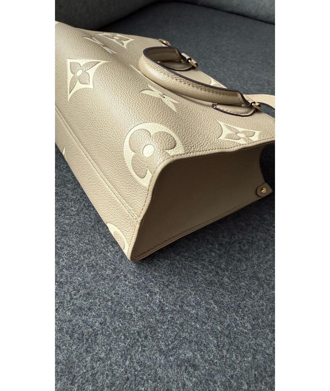 LOUIS VUITTON Бежевая кожаная сумка тоут, фото 6
