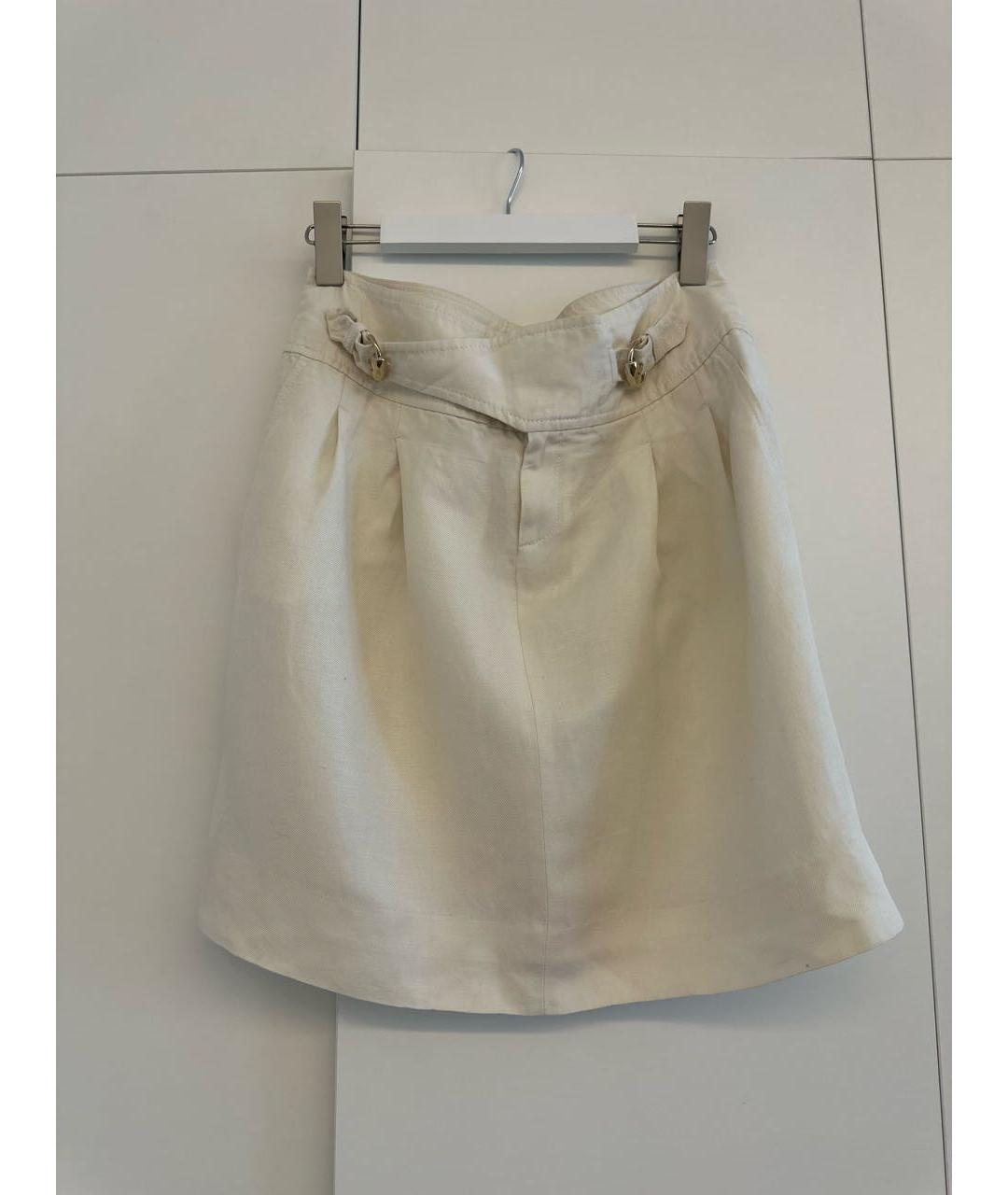 GUCCI Бежевая льняная юбка мини, фото 9
