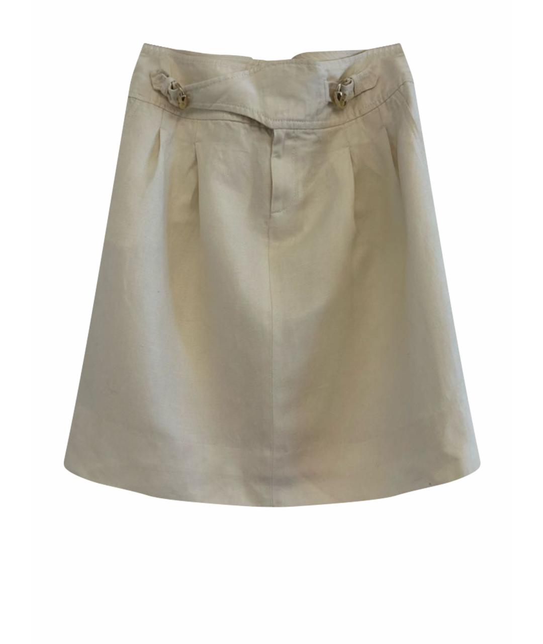 GUCCI Бежевая льняная юбка мини, фото 1