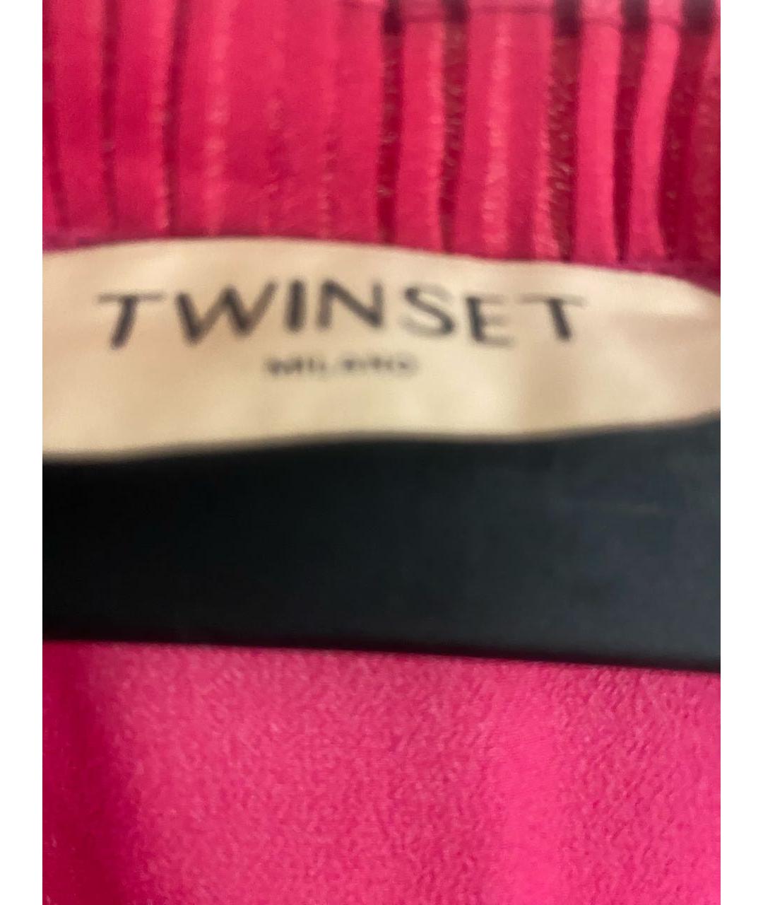 TWIN-SET Фуксия вискозное коктейльное платье, фото 3