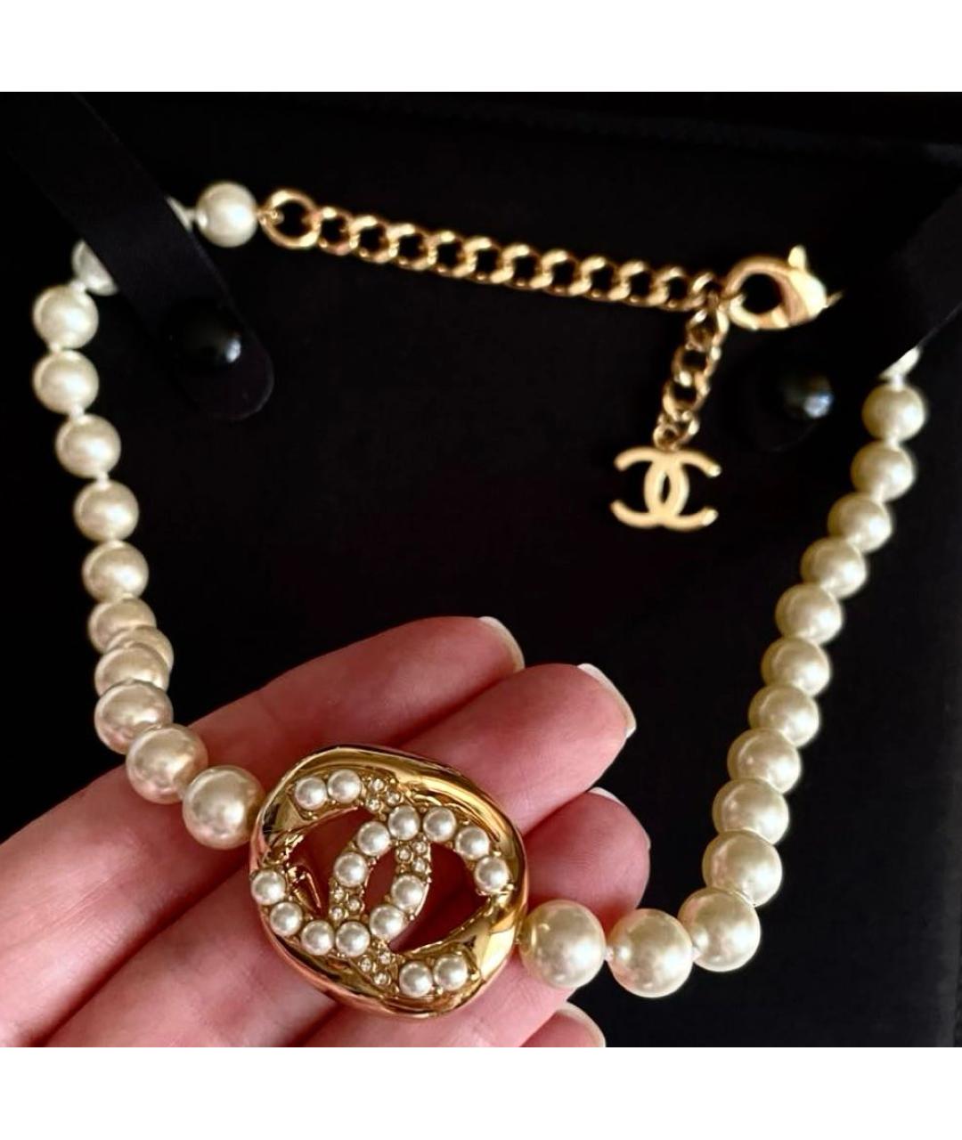 CHANEL Белое жемчужное колье, фото 4