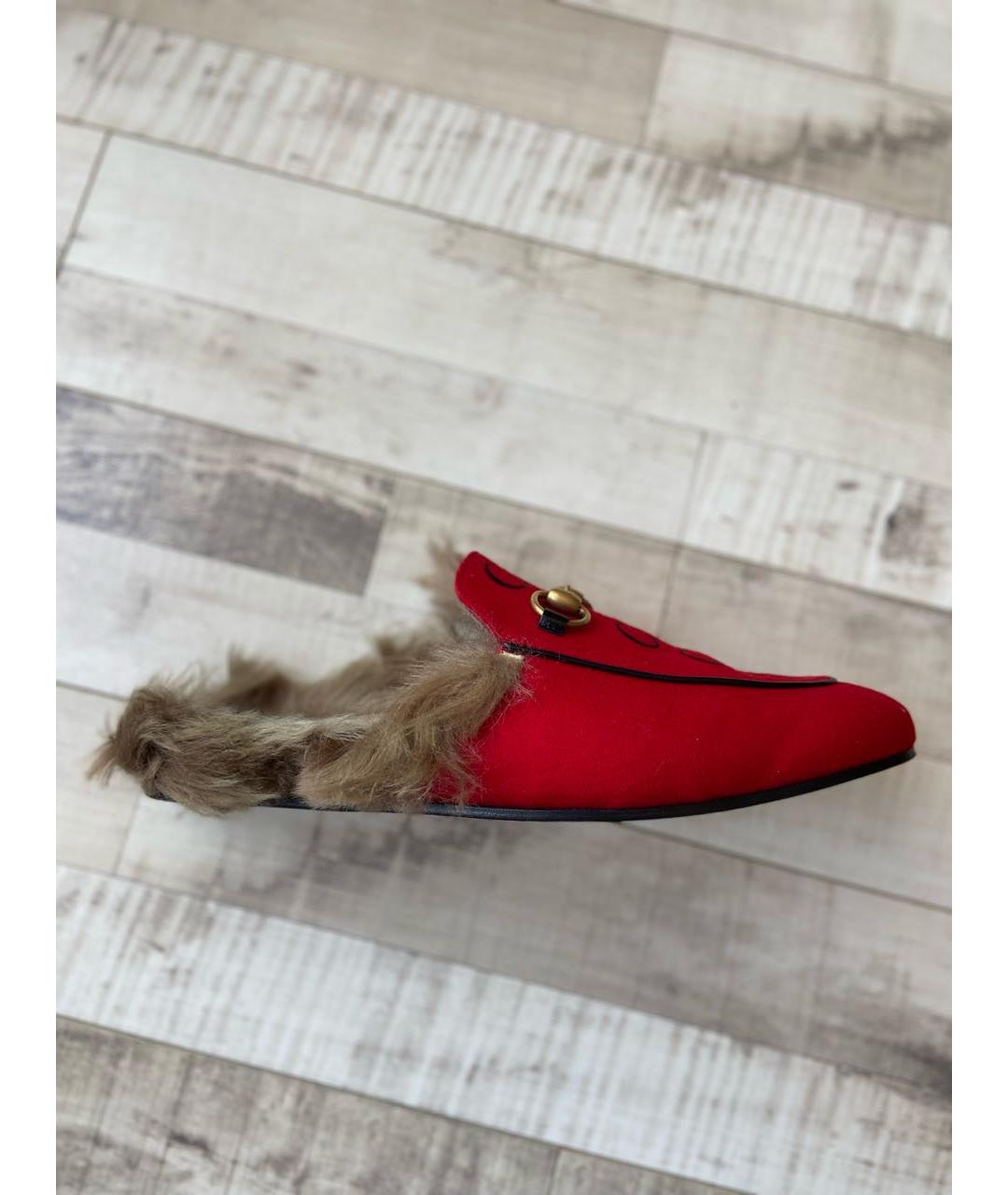 GUCCI Красные текстильные лоферы, фото 6