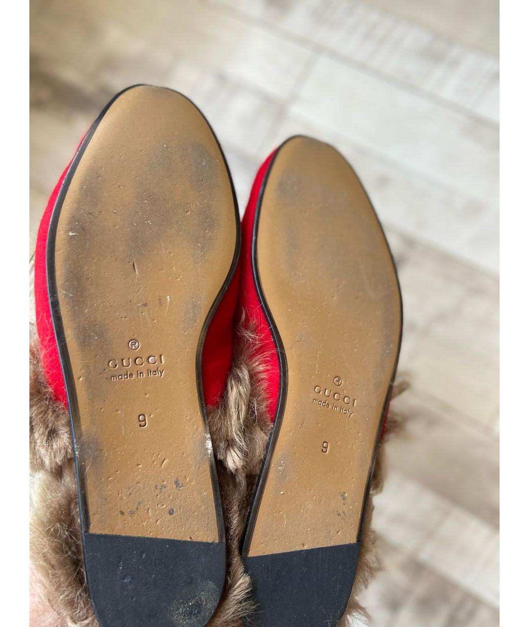 GUCCI Красные текстильные лоферы, фото 5